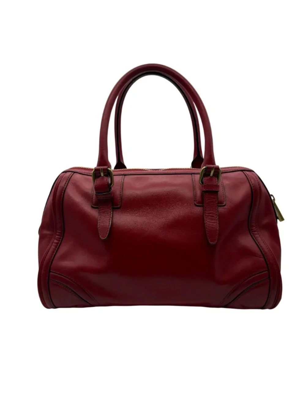 VTG LAMB red leather satchel hand bag Gwen Stefani barrel bag top handle pockets
